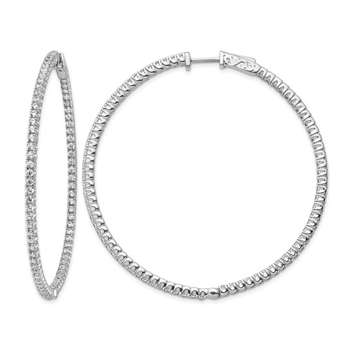 Sterling Shimmer Sterling Silver Rhodium-plated 144 Stone 1.7mm CZ in and Out Round Hinged Hoop Earrings