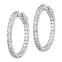 Sterling Shimmer Sterling Silver Rhodium-plated 60 Stone 2mm CZ in and Out Round Hinged Hoop Earrings view 2