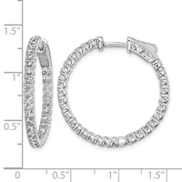 Sterling Shimmer Sterling Silver Rhodium-plated 60 Stone 2mm CZ in and Out Round Hinged Hoop Earrings view 4