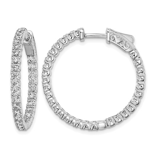 Sterling Shimmer Sterling Silver Rhodium-plated 60 Stone 2mm CZ in and Out Round Hinged Hoop Earrings