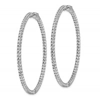 Sterling Shimmer Sterling Silver Rhodium-plated 138 Stone 2mm CZ in and Out Round Hinged Hoop Earrings view 2