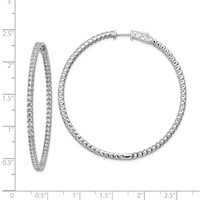 Sterling Shimmer Sterling Silver Rhodium-plated 138 Stone 2mm CZ in and Out Round Hinged Hoop Earrings view 4