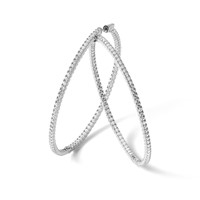 Sterling Shimmer Sterling Silver Rhodium-plated 138 Stone 2mm CZ in and Out Round Hinged Hoop Earrings view 5