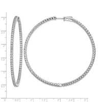 Sterling Shimmer Sterling Silver Rhodium-plated 166 Stone 2mm CZ in and Out Round Hinged Hoop Earrings view 4