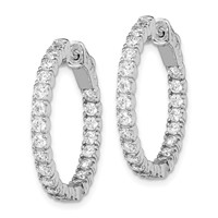 Sterling Shimmer Sterling Silver Rhodium-plated 44 Stone 2.1mm CZ in and Out Round Hinged Hoop Earrings view 2