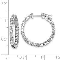 Sterling Shimmer Sterling Silver Rhodium-plated 44 Stone 2.1mm CZ in and Out Round Hinged Hoop Earrings view 4