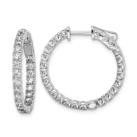 Sterling Shimmer Sterling Silver Rhodium-plated 44 Stone 2.1mm CZ in and Out Round Hinged Hoop Earrings view 1