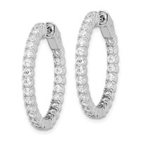 Sterling Shimmer Sterling Silver Rhodium-plated 50 Stone 2.1mm CZ in and Out Round Hinged Hoop Earrings view 2