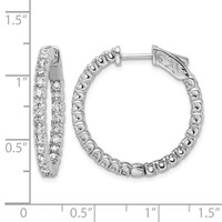 Sterling Shimmer Sterling Silver Rhodium-plated 50 Stone 2.1mm CZ in and Out Round Hinged Hoop Earrings view 4