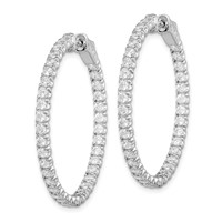 Sterling Shimmer Sterling Silver Rhodium-plated 72 Stone 2.1mm CZ in and Out Round Hinged Hoop Earrings view 2