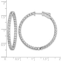 Sterling Shimmer Sterling Silver Rhodium-plated 72 Stone 2.1mm CZ in and Out Round Hinged Hoop Earrings view 4