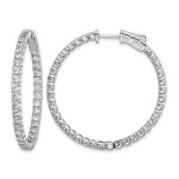 Sterling Shimmer Sterling Silver Rhodium-plated 72 Stone 2.1mm CZ in and Out Round Hinged Hoop Earrings view 1