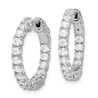 Sterling Shimmer Sterling Silver Rhodium-plated 30 Stone 2.25mm CZ in and Out Round Hinged Hoop Earrings view 2