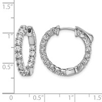 Sterling Shimmer Sterling Silver Rhodium-plated 30 Stone 2.25mm CZ in and Out Round Hinged Hoop Earrings view 4