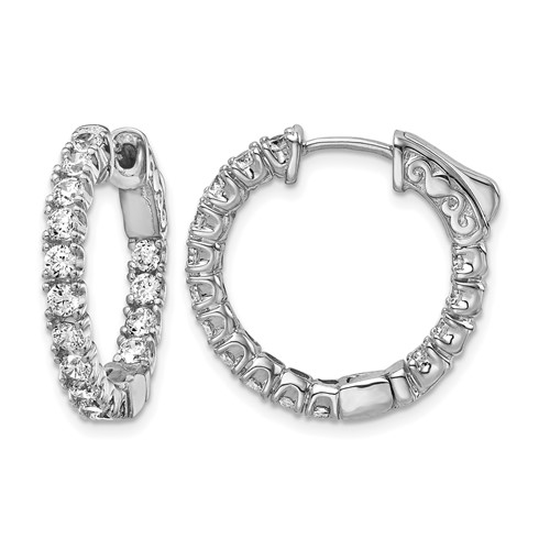 Sterling Shimmer Sterling Silver Rhodium-plated 30 Stone 2.25mm CZ in and Out Round Hinged Hoop Earrings