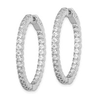Sterling Shimmer Sterling Silver Rhodium-plated 60 Stone 2.25mm CZ in and Out Round Hinged Hoop Earrings view 2