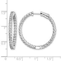 Sterling Shimmer Sterling Silver Rhodium-plated 60 Stone 2.25mm CZ in and Out Round Hinged Hoop Earrings view 4