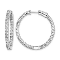 Sterling Shimmer Sterling Silver Rhodium-plated 60 Stone 2.25mm CZ in and Out Round Hinged Hoop Earrings view 1