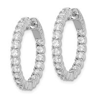 Sterling Shimmer Sterling Silver Rhodium-plated 38 Stone 2.5mm CZ in and Out Round Hinged Hoop Earrings view 2