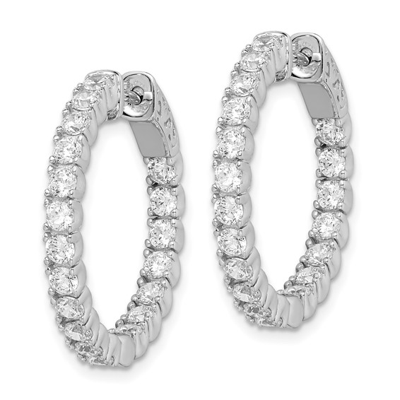 Sterling Silver CZ 2.5mm Hinged Hoops