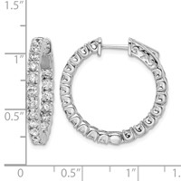 Sterling Shimmer Sterling Silver Rhodium-plated 38 Stone 2.5mm CZ in and Out Round Hinged Hoop Earrings view 4