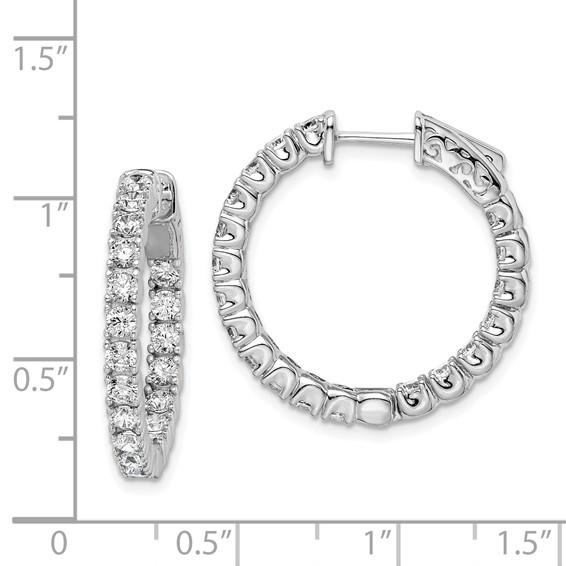 Sterling Silver CZ 2.5mm Hinged Hoops