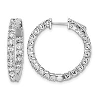 Sterling Shimmer Sterling Silver Rhodium-plated 38 Stone 2.5mm CZ in and Out Round Hinged Hoop Earrings view 1