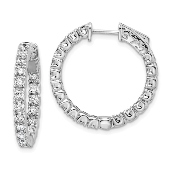 Sterling Silver CZ 2.5mm Hinged Hoops
