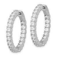 Sterling Shimmer Sterling Silver Rhodium-plated 42 Stone 2.5mm CZ in and Out Round Hinged Hoop Earrings view 2