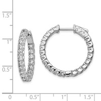Sterling Shimmer Sterling Silver Rhodium-plated 42 Stone 2.5mm CZ in and Out Round Hinged Hoop Earrings view 4