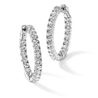 Sterling Shimmer Sterling Silver Rhodium-plated 42 Stone 2.5mm CZ in and Out Round Hinged Hoop Earrings view 5