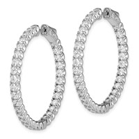 Sterling Shimmer Sterling Silver Rhodium-plated 62 Stone 2.5mm CZ in and Out Round Hinged Hoop Earrings view 2