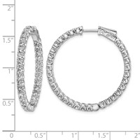 Sterling Shimmer Sterling Silver Rhodium-plated 62 Stone 2.5mm CZ in and Out Round Hinged Hoop Earrings view 4