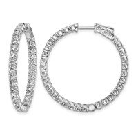 Sterling Shimmer Sterling Silver Rhodium-plated 62 Stone 2.5mm CZ in and Out Round Hinged Hoop Earrings view 1