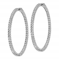 Sterling Shimmer Sterling Silver Rhodium-plated 114 Stone 2.5mm CZ in and Out Round Hinged Hoop Earrings view 2