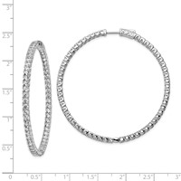 Sterling Shimmer Sterling Silver Rhodium-plated 114 Stone 2.5mm CZ in and Out Round Hinged Hoop Earrings view 4