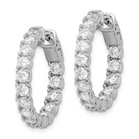 Sterling Shimmer Sterling Silver Rhodium-plated 30 Stone 3.0mm CZ in and Out Round Hinged Hoop Earrings view 2