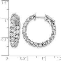 Sterling Shimmer Sterling Silver Rhodium-plated 30 Stone 3.0mm CZ in and Out Round Hinged Hoop Earrings view 4