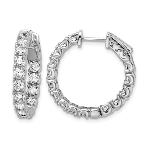 Sterling Shimmer Sterling Silver Rhodium-plated 30 Stone 3.0mm CZ in and Out Round Hinged Hoop Earrings