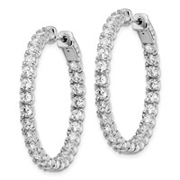 Sterling Shimmer Sterling Silver Rhodium-plated 52 Stone 3.0mm CZ in and Out Round Hinged Hoop Earrings view 2