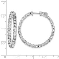Sterling Shimmer Sterling Silver Rhodium-plated 52 Stone 3.0mm CZ in and Out Round Hinged Hoop Earrings view 4
