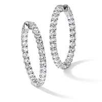Sterling Shimmer Sterling Silver Rhodium-plated 52 Stone 3.0mm CZ in and Out Round Hinged Hoop Earrings view 5