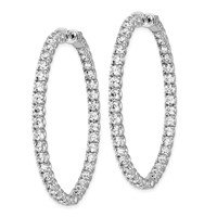 Sterling Shimmer Sterling Silver Rhodium-plated 78 Stone 3.0mm CZ in and Out Round Hinged Hoop Earrings view 2
