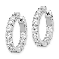 Sterling Shimmer Sterling Silver Rhodium-plated 24 Stone 3.5mm CZ in and Out Round Hinged Hoop Earrings view 2