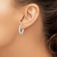 Sterling Shimmer Sterling Silver Rhodium-plated 24 Stone 3.5mm CZ in and Out Round Hinged Hoop Earrings view 3