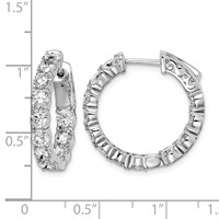 Sterling Shimmer Sterling Silver Rhodium-plated 24 Stone 3.5mm CZ in and Out Round Hinged Hoop Earrings view 4