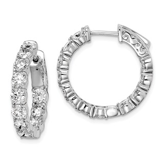 Sterling Silver 3.5mm CZ Hinged Hoops