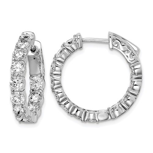 Sterling Shimmer Sterling Silver Rhodium-plated 24 Stone 3.5mm CZ in and Out Round Hinged Hoop Earrings