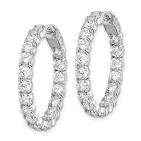 Sterling Shimmer Sterling Silver Rhodium-plated 36 Stone 3.5mm CZ in and Out Round Hinged Hoop Earrings view 2