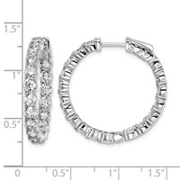 Sterling Shimmer Sterling Silver Rhodium-plated 36 Stone 3.5mm CZ in and Out Round Hinged Hoop Earrings view 4